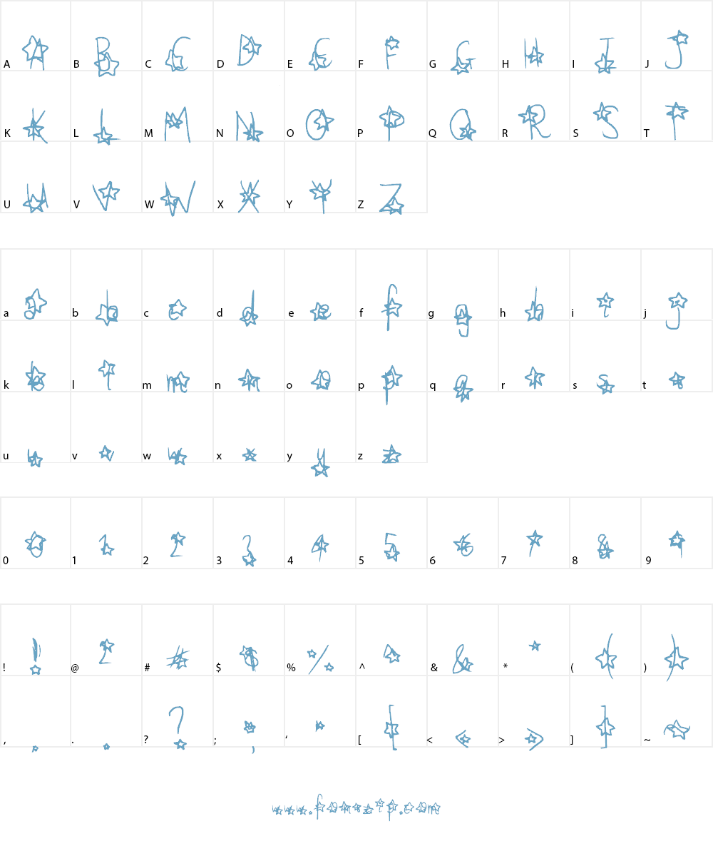 Speckled with Stars Font Character